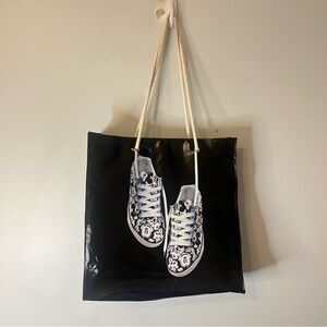 Disney Parks Tote Bag Black White Patent Leather Mickey Mouse Sneaker Graphic